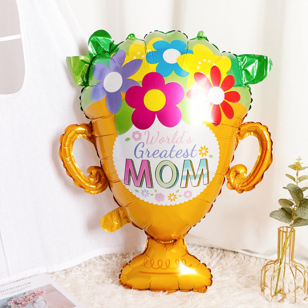 5pcs Mother's Day Decoration Balloon Set Sunflower Flower Basket Trophy Balloons Home Decor