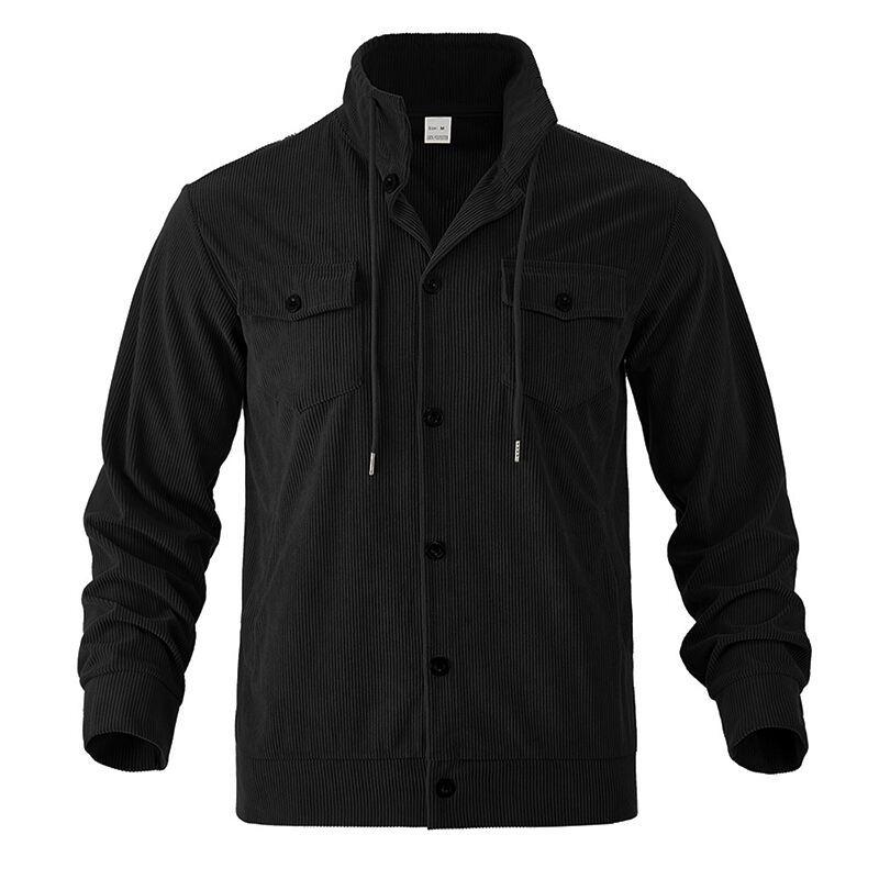 Autumn American Heavyweight Men's Corduroy Shirt Jacket New Simple Versatile Multi-Pocket Long Sleeve Stand Collar Jacket