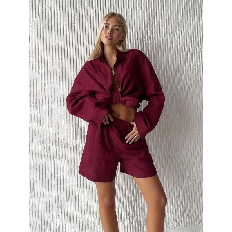 Western Style New Fashion Casual Loose Shirts Shorts Set Shirt and Shorts Suit Set