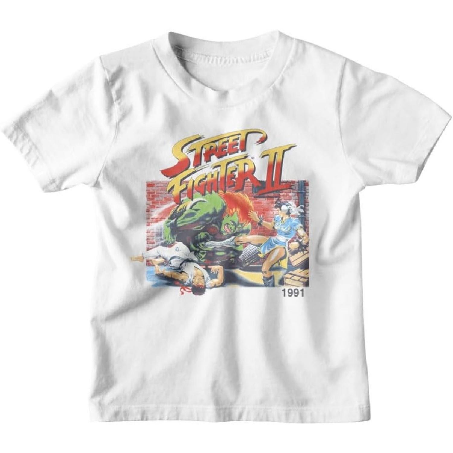 Street Fighter 2 T Shirt Faded SF2 Toddler White Short Sleeve 90s Video Games Vintage Style Graphic Tees S
