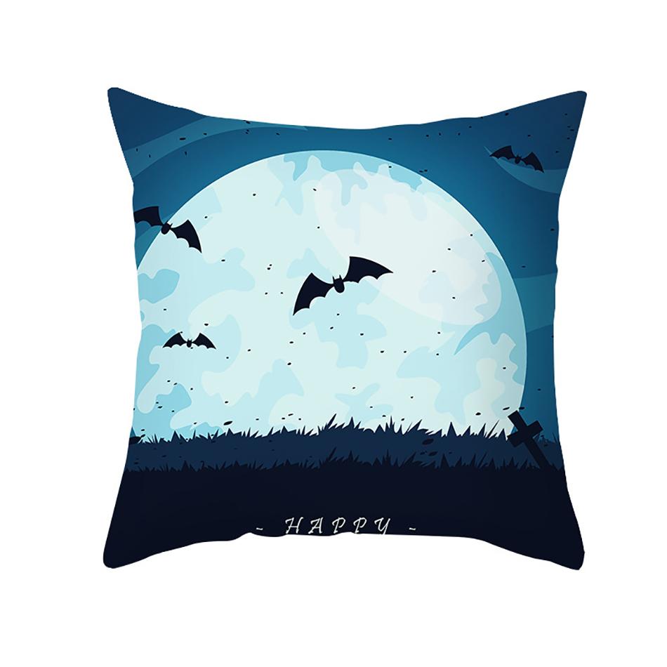 Halloween Skull Cat Terror Pumpkin Bat Print Square Cushion Cover Home Living Room Sofa Decoration Pillow Cover 45x45cm