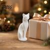 Nordic Style Cat Decor 3D Printed Kitten Sculpture, Minimalist Ornament Matte Geometric Design, Modern Home Black Pink White Statue in White,