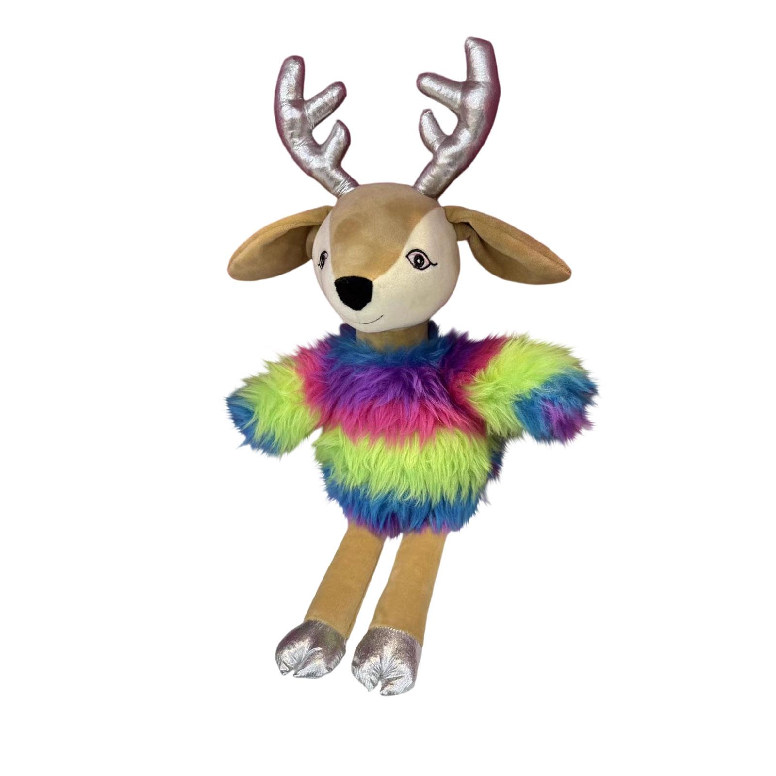 

Christmas Elk Plush Toy Colorful Christmas Deer Doll Holiday Gift One Size