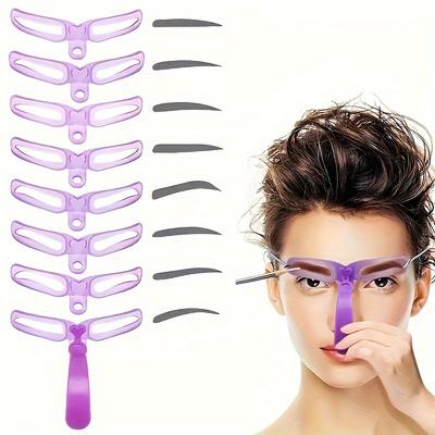 8 Stück 8 Stile Wiederverwendbares Augenbrauen-Schablonen-Set mit Griff - Einfaches Augenbrauen-Formen und Vorlage