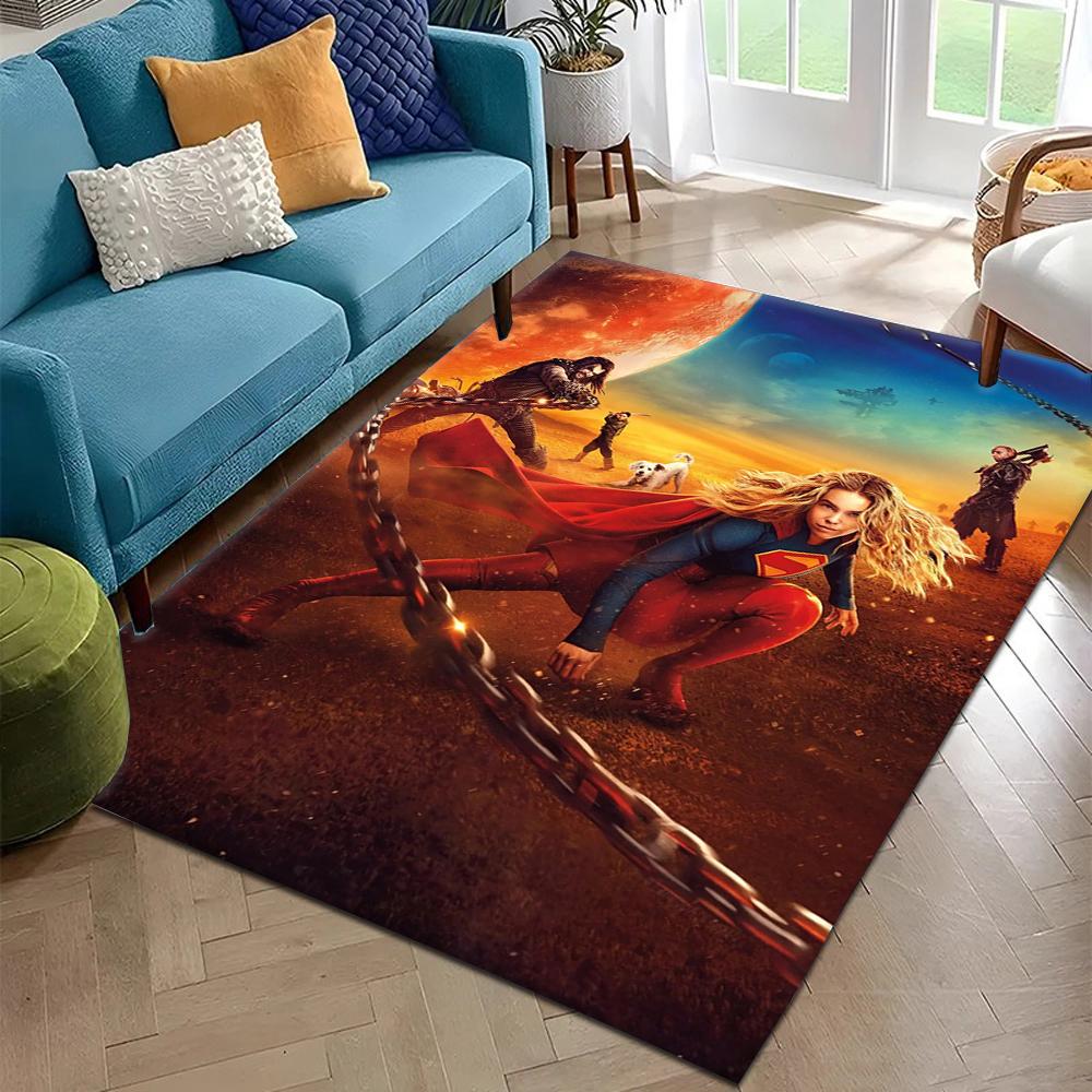 Popular Movie TV S-super-girl Superhero Carpet Rug for Bedroom Living Room Decor Sofa Home Kids Game Area Rug Non-slip Floor Mat