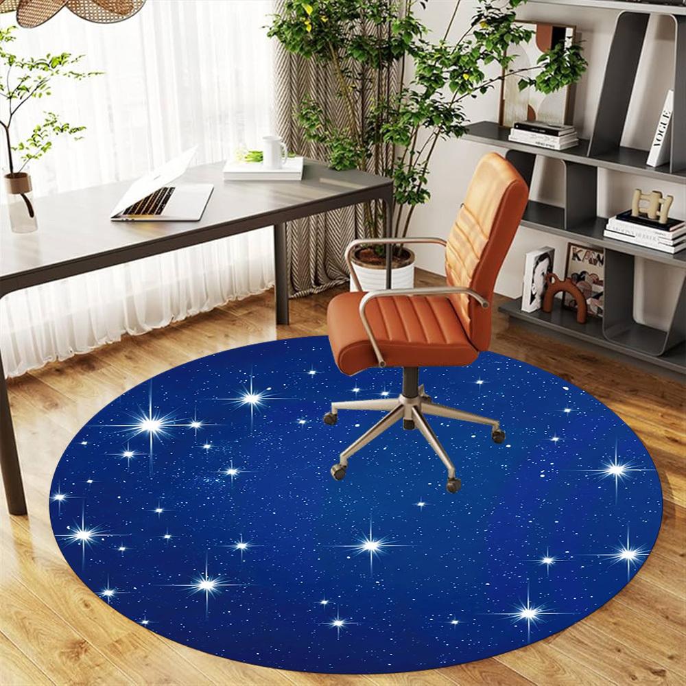 1pc Starry Sky Round Chair Mat Area Rug - Non-Slip, Floor Mat for Office, Bedroom, Home Decor Christmas Gift P0811314