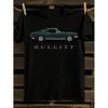 Men'S Classic Car Graphic Tee - BULLITT Green Muscle Car Design, Made from Knit, Crew Neck, Regular Fit, Suitable for All Seasons, Casual Streetwear