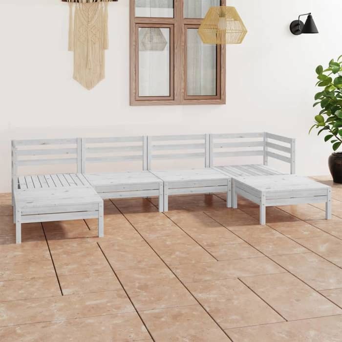 VidaXL Solid Pine Wood Garden Lounge Set 6 Pcs Patio Furniture Outdoor Furniture Garden Furniture Terrace Furniture 3083335