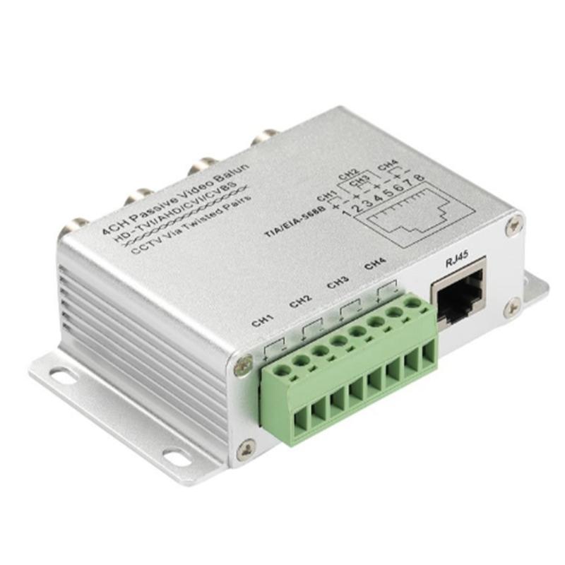 

UTP 4 Channel Passive Video Balun Transceiver Metal 4 Channel Video Balun Receiver for CVI AHD Cameras CCTV 1