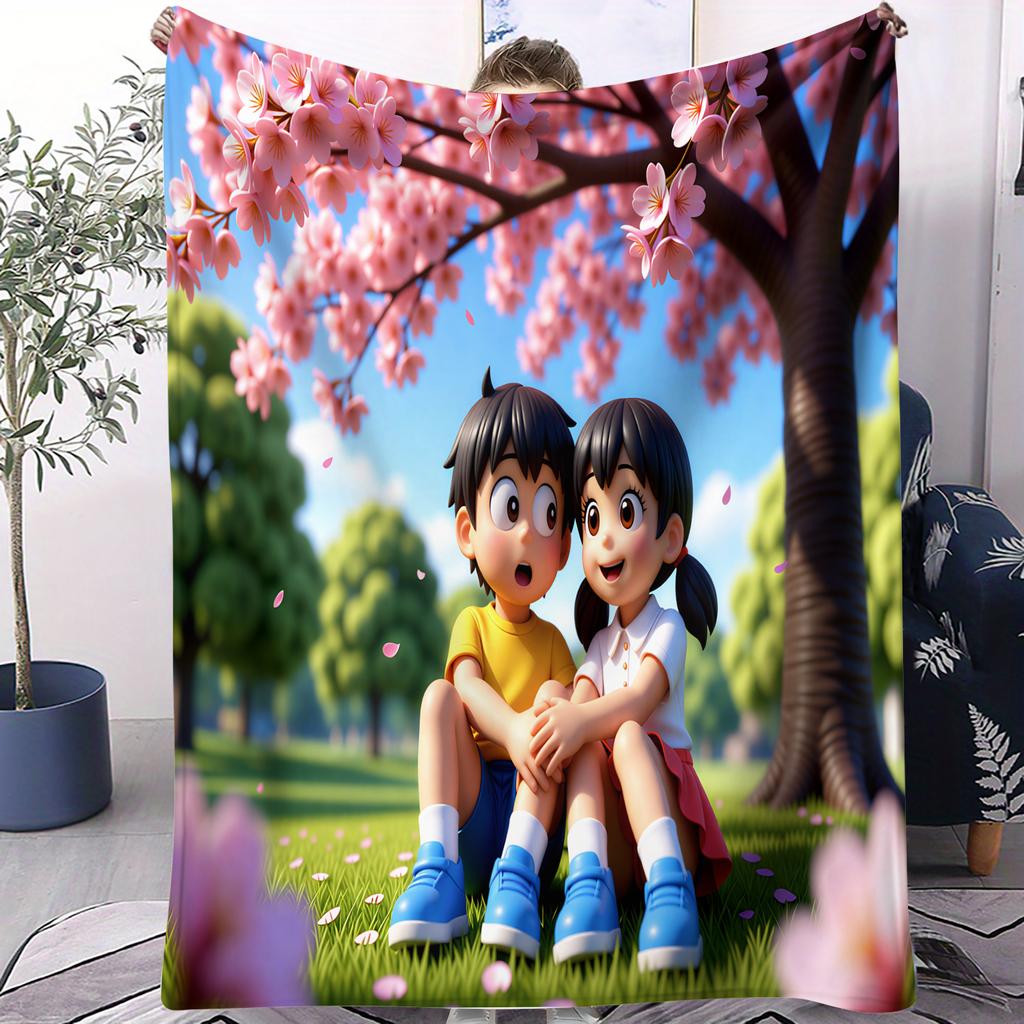 Fan Favorite Doraemon Japanese Anime Small Cover Blanket Plush Anti Pilling Sofa Novelty Warm All Season Children Birthday Gift