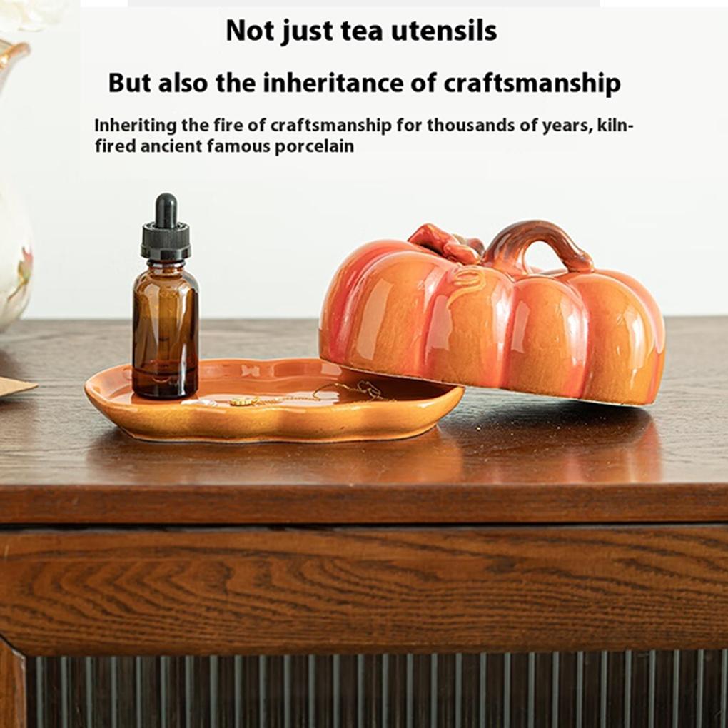 Pumpkin-Shaped Cheese Board Thanksgiving Table Orange Countertop Multi-Purpose Dish Halloween Ceramics Halloween for