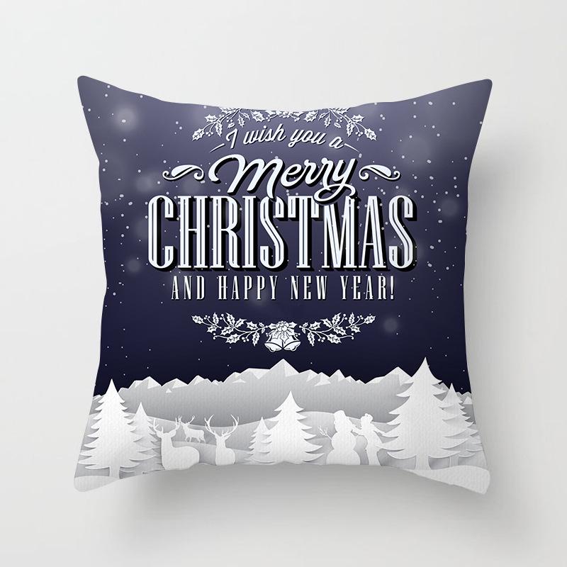 Merry Christmas and Happy New Year Decorative Pillow Cover Sofa Car Office Seat Cushion  Bedroom Room Home Decoration
