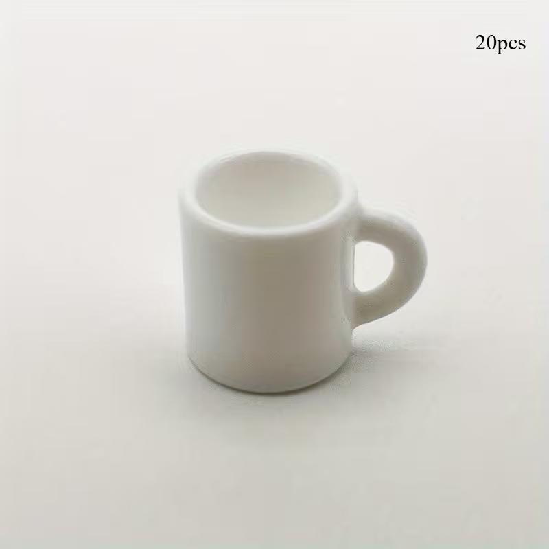 20 Mini White Resin Coffee Mug Pendants - Adorable Charms Suitable for Jewelry, Chains, Hair Accessories, and Dollhouse Decorati