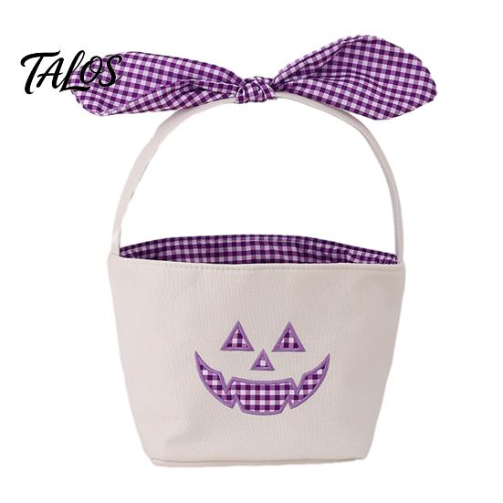 Dekorative Aufbewahrungskörbe für Zuhause Halloween Kürbis Süßigkeitenkorb, Großer Trick or Treat Eimer mit Schleife Kapazität Snacks Griff, DIY Kinder Tragetasche