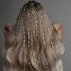 Indian Bridal Mesh Tassel Headpiece Cap Wedding Wig Accessories Fashion Design Round Rhinestone Hair Chain Headband for Women
