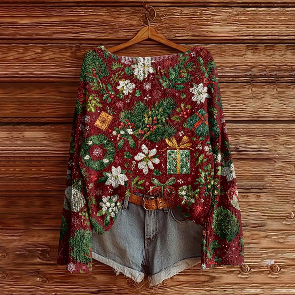 Women's Round Neck Lightweight Sweater Casual Long Sleeve Knit Pullover
