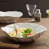 Pure White Ceramic Pleated Plate Restaurant Irregular Soup Plate Salad Plate Pasta Dessert Plates Cooking Specialty Tableware