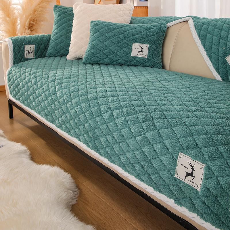 Sofa Cushion Winter Antislip Nordic Simple Plush Cushion High-Grade Fleece-Lined Thickened Real Leather Sofa Cover Cover Towel