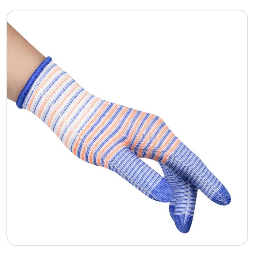 Breathable, Knitted, Protective Gloves, Striped, Anti Slip Gloves, Wear-resistant, Work Gloves, High Elasticity, Nylon Gloves