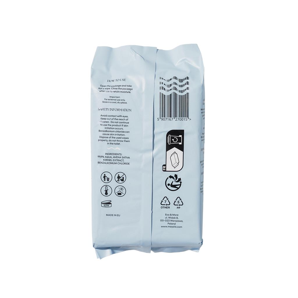 Wet wipes with oats 99.9% water plastic-free 60 pcs Mayola