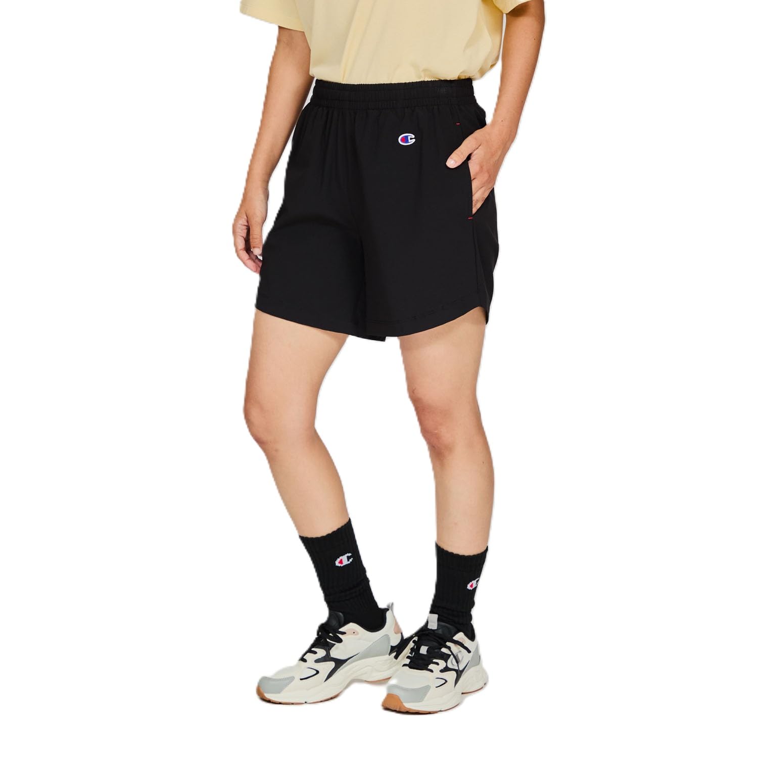 

Champion Спортивные шорты Эластичные шорты с черным женским логотипом в одной точке CW-BS501, чёрный