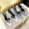 Fashion States Sexy High Heels 2024 Summer New Women'S Baotou Sandals A Buckle With Pointed Head After The Empty Single Shoes Women