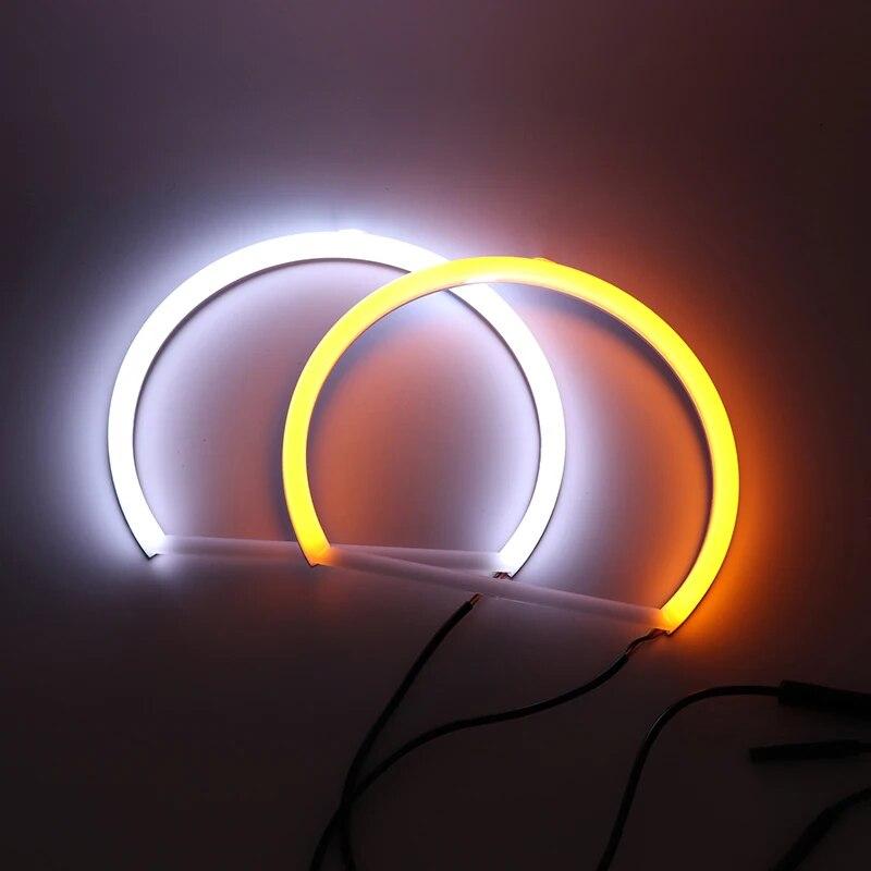 2pcs SMD Cotton Light LED Angel Eyes White and Yellow DRL Kit 85 90 95 100mm 105mm 110mm 115mm 120mm 126mm 140mm 131mm 146mm 158
