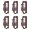 50pcs 8 Tips 8 Teeth Snap Comb Wig Clips Stainless Steel Snap Clips with Rubber Hair Grips for Hair Extension Wigs Brown