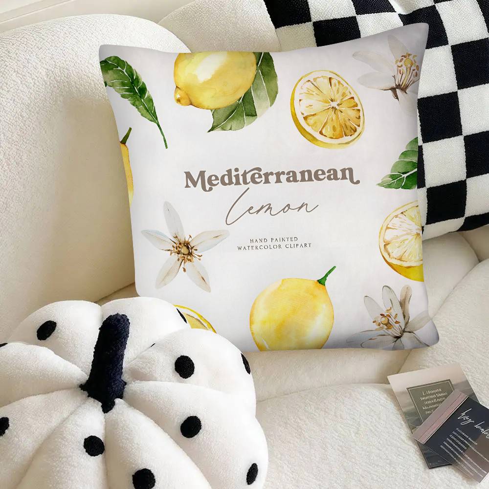 Lemon Pattern Pillow Case Fashion Square Pillowcase Bedroom Sofa Room Ins Decoration Leisure