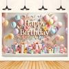 3D Regenbogen Bunt Ballon Thema Hintergrund Jungen Mädchen Happy Birthday Party Banner Kinder Porträt Fotografie Wand Zubehör