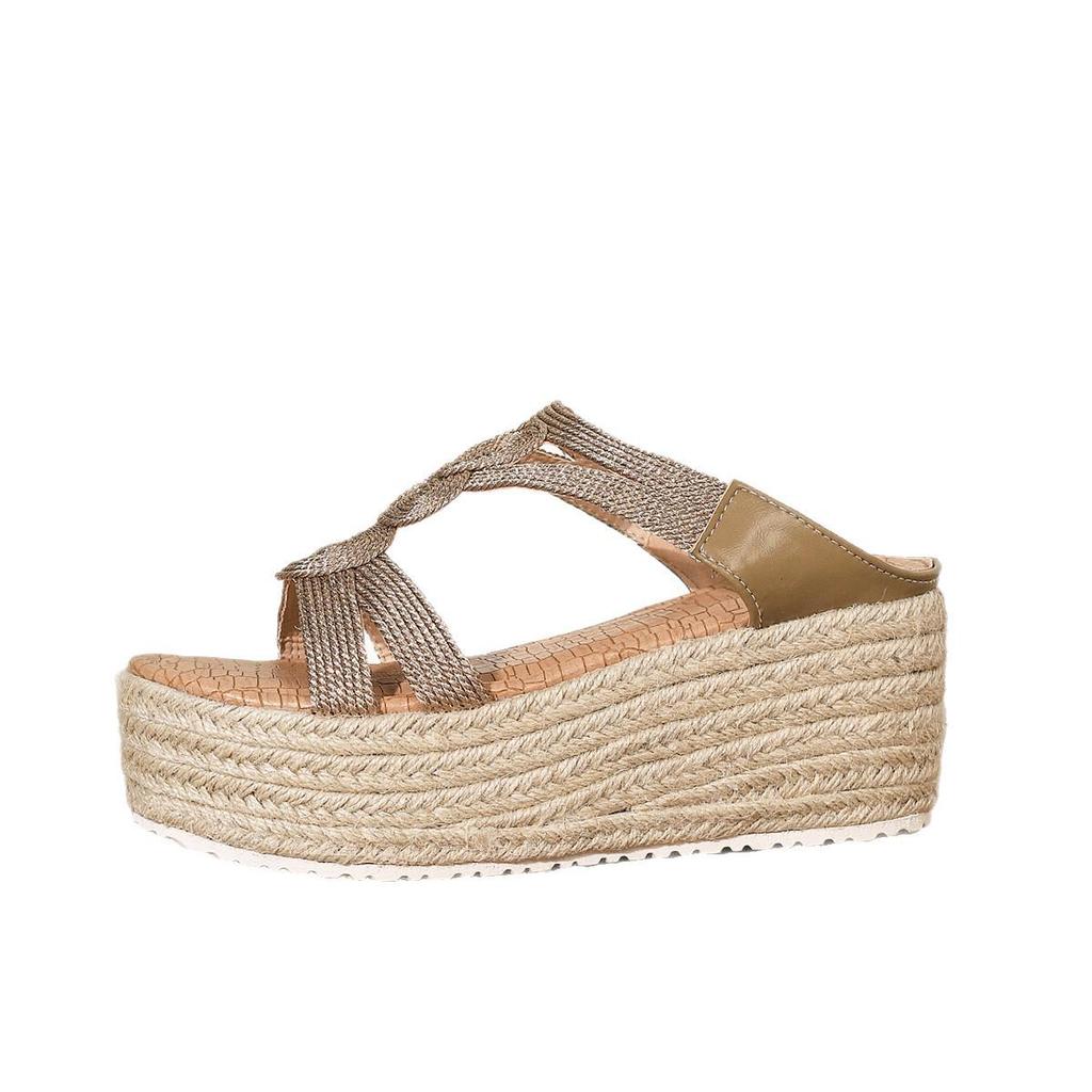 2026 Römische Keil-Espadrille-Sandalen für Damen mit dicken Sohlen & dünnem Riemen mit Schnalle