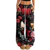 Women's Casual Halloween Print Wide Leg Pants with Elastic Waist and Drawstring for Loose Fit