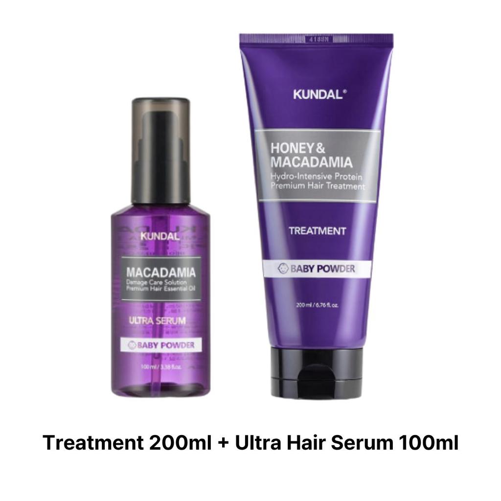 KUNDAL Trattamento Capelli Miele e Macadamia 200ml + Siero Capelli Ultra 100ml Set