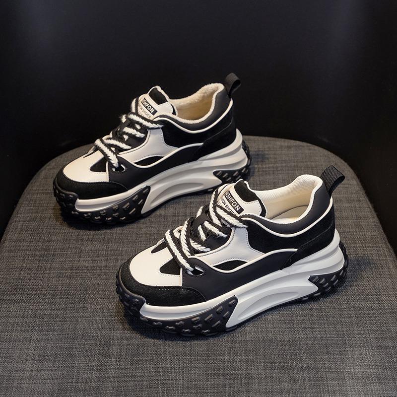 

Поп-туфли маленькие белые туфли студенческие туфли повседневная мода туфли на толстой подошве 33 чёрный