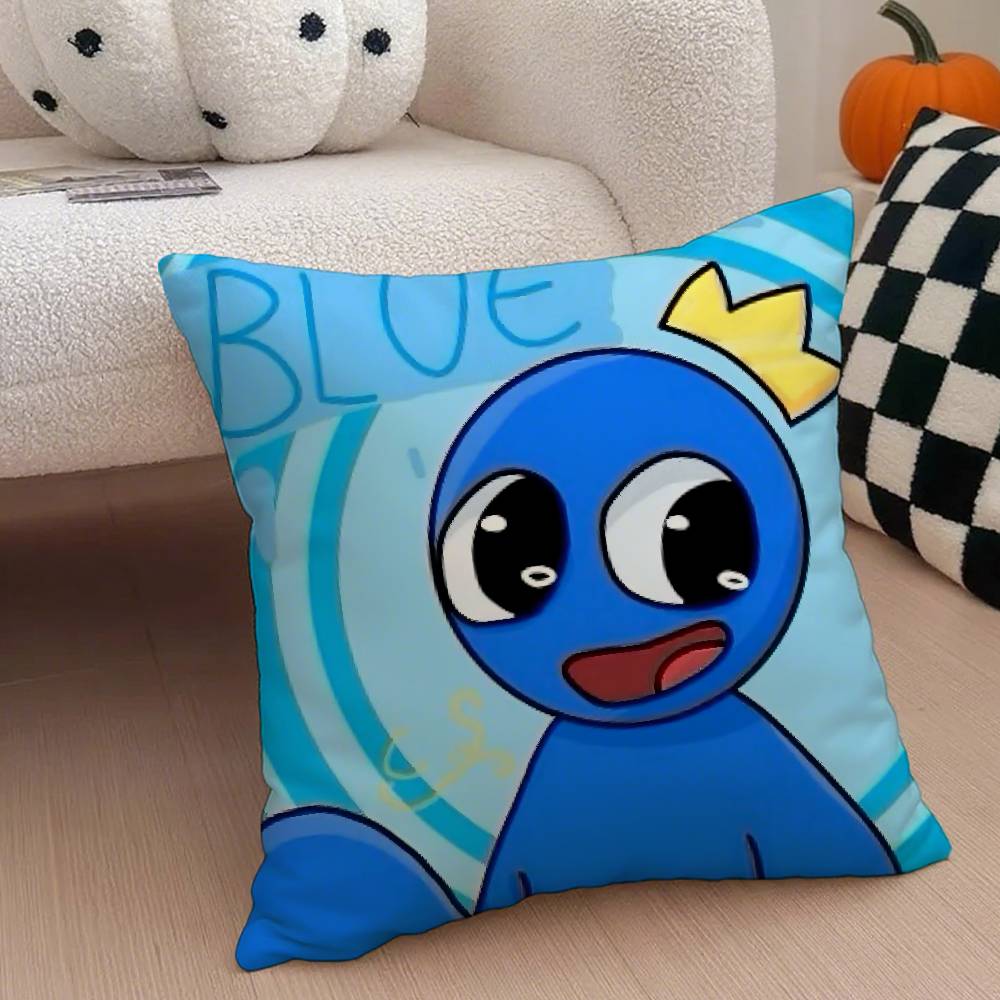 Cartoon Game R-Rainbow Friends Pillow Case Anti-Dustmite Pillowcase Invisible Zipper Silky Short Plush Sofa Cushion Cover