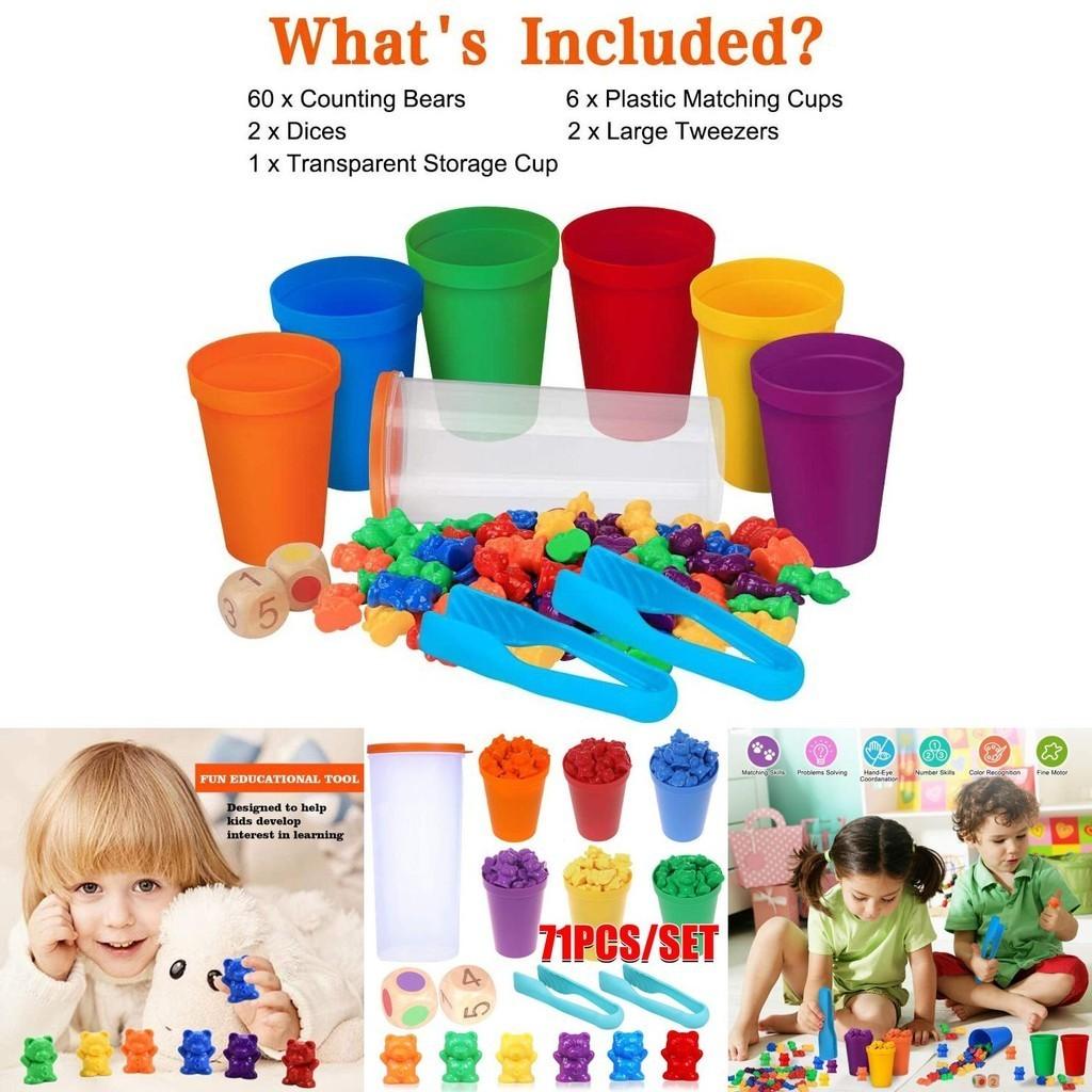 Colorful Rainbow Bear Counting Math Toy Set For Early Education