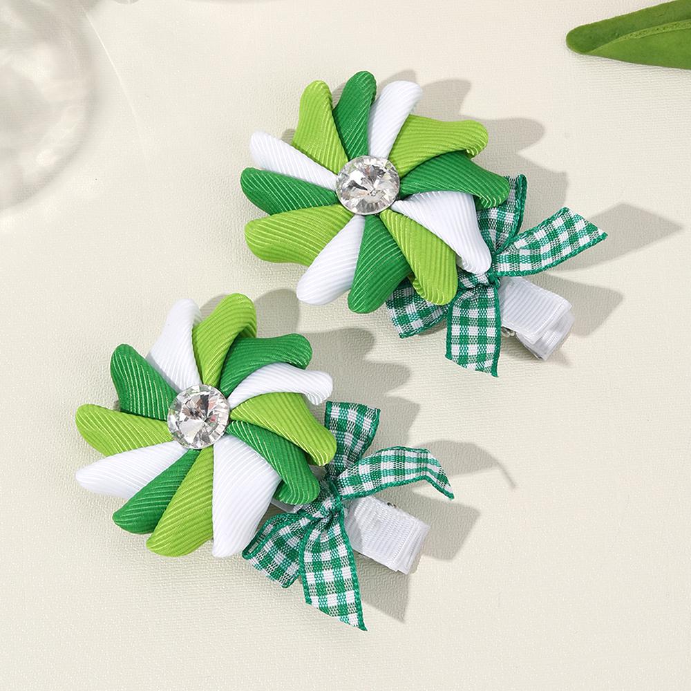 2Pcs New Windmill Hair Clips For Girls Sweet Ribbon Bow Hairpins Children Side Bangs Barrette Daily Headwear Hair Accessories