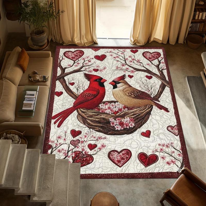 Red Bishop Bird Printed Carpet Flamingo Elephant Printed Decorative Door Mat Entrance Living Room Bedroom Festive Atmosphere Rug