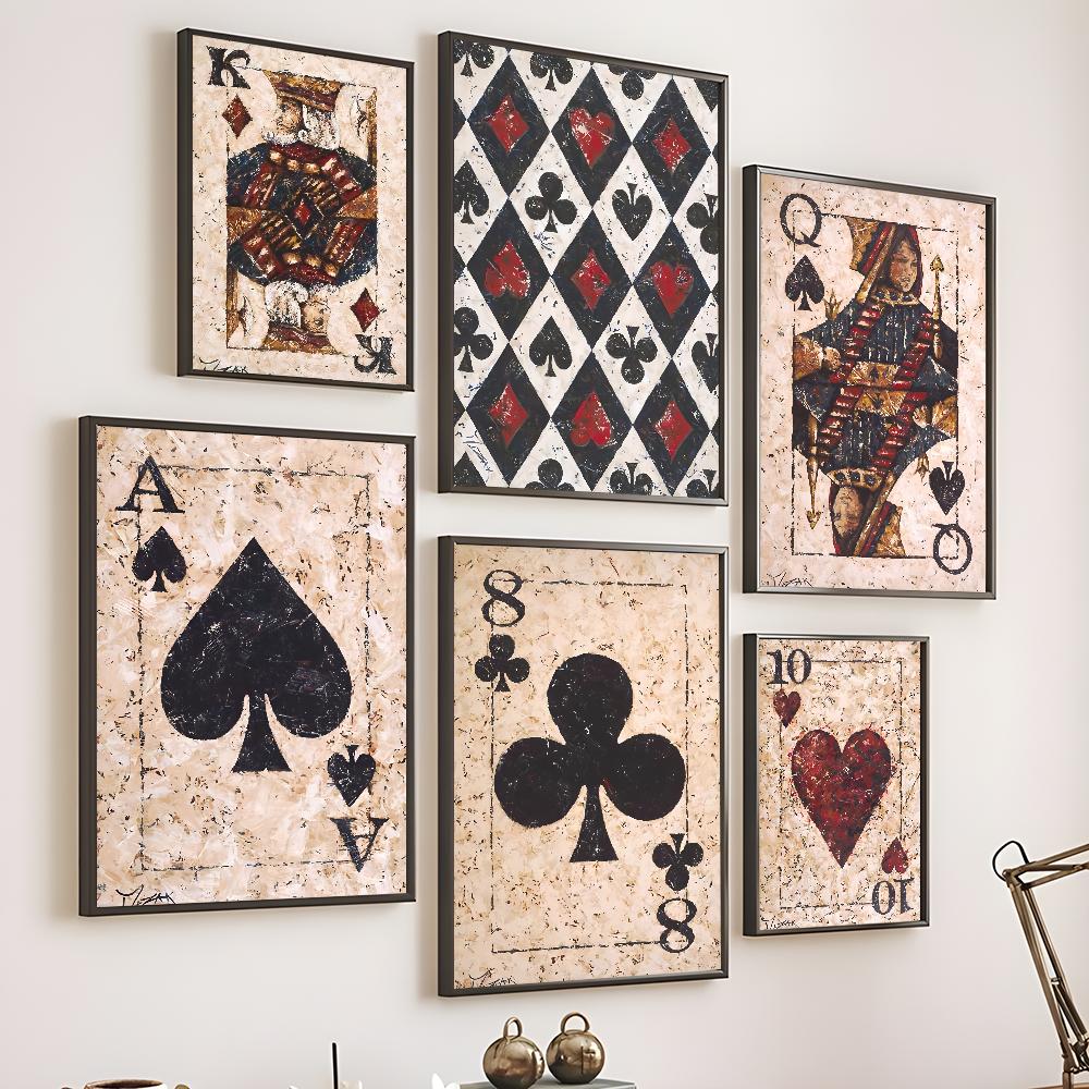Cool Playing Card Fashion Luxury Poster Sticky Wall Art Printing Waterproof Home Living Bed Room Bar Aesthetic Decor