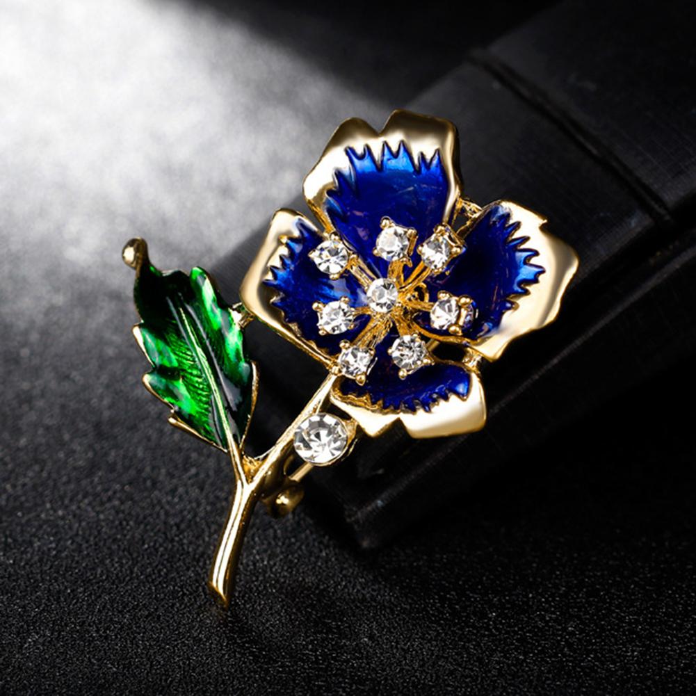 Fashionable High-end Women Flowers Brooch All-match Elegant Sparkling Rhinestone Breastpin Pin Party Jewelry Christmas Gift
