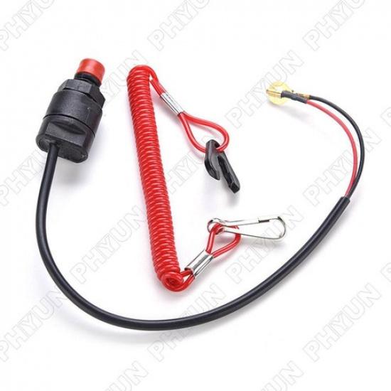 

12V Outboard Boat Motor Stop Cut off Kill Switch W/Safety Tether Lanyard Cord