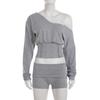 American Casual Off-Shoulder Long-Sleeve Hoodie Waist-Cinched Sportswear Set