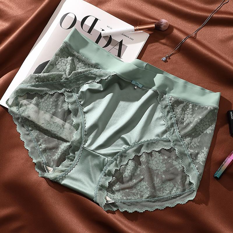 Stor Størrelse Lett Luksus Dameundertøy Sexy Blonder Jacquard Undertøy Pustende Skritt for Kvinner Truser