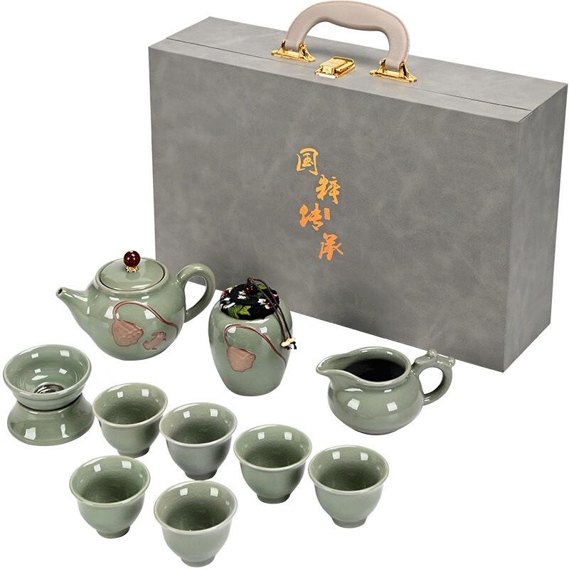Fumaide Dehua Ge Kiln Ceramic Kung Fu Tea Set (10-Piece, Gift Box)