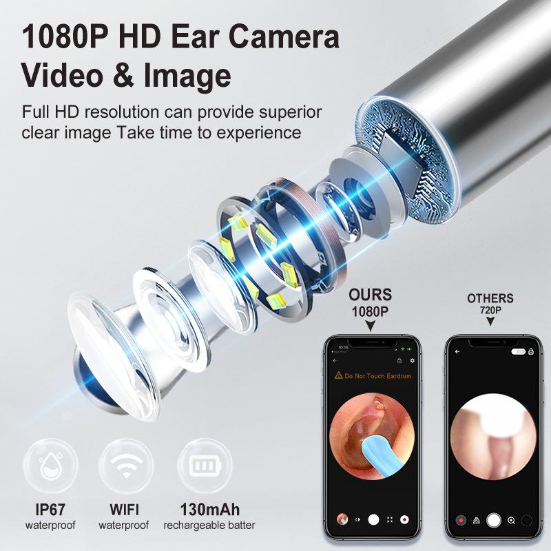 Ear Wax Removal Tool Camera 9999W HD Camera 6 LED Lights Ear Cleaner with Camera Endoscope Ear Cleaning kit for Adult and Child