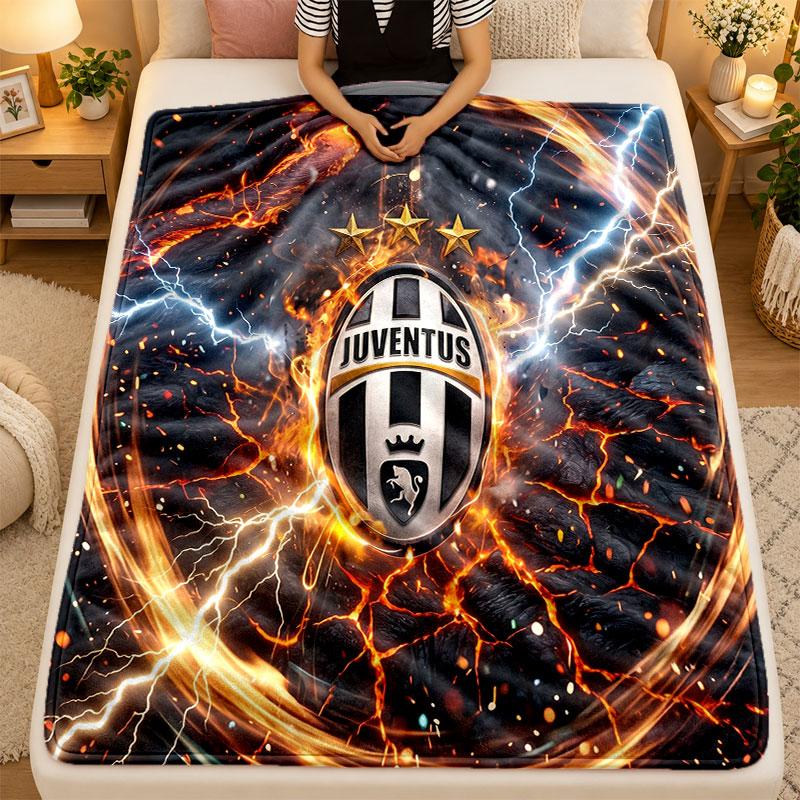 Flanelinis pledas Juventus FC Šiltas minkštas pledas naudojimui patalpoje ant sofos, lovos, svetainėje