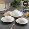 Individual Ceramic Warming Stew Bowl with Lid and Gold Rim