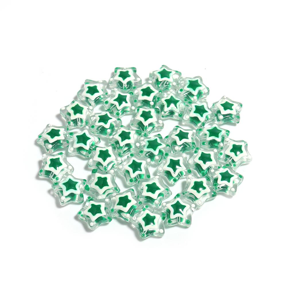 5Pcs Five-pointed Star Glass Beads Dopamine Style Beads Color Hand Painted Spacer Bead DIY Bracelet Jewelry Making Accessories