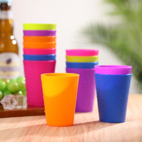 Frcolor Plastic Cups, Colored Cups, Pack of 15, Beverage Cups, Portable, Stylish, for Parties, Tasting, Mixed Colors (101-200ml)