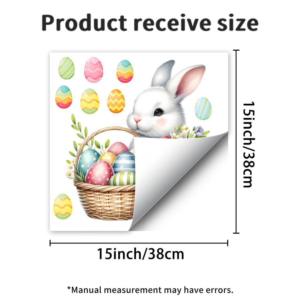 Easter Bunny Eggs Static Cling Window Stickers No Glue Removable for Bedroom Living Room Study Holiday Decor